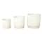 White Ribbed Textured Ceramic Planter Set